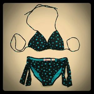 DEB size 9 Bathing Suit Black Blue Stars